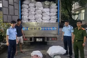 Lực lượng chức năng bắt giữ 12.240kg chân lợn đông lạnh không rõ nguồn gốc.