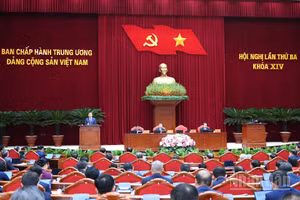 Hội nghị lần thứ ba Ban Chấp hành Trung ương Đảng Cộng sản Việt Nam khóa XIV. (Ảnh: ĐĂNG KHOA)