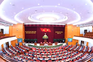 Quang cảnh phiên bế mạc Hội nghị lần thứ ba Ban Chấp hành Trung ương Đảng Cộng sản Việt Nam khóa XIV. (Ảnh: ĐĂNG KHOA)