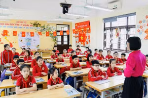 Giờ học ở Trường tiểu học Trần Quốc Toản, phường Hạ Long, Quảng Ninh.