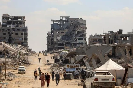 Cảnh tàn phá do xung đột tại Gaza. (Ảnh: THX/TTXVN)