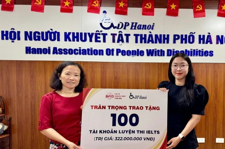 Hội Người khuyết tật thành phố Hà Nội tiếp nhận hỗ trợ 100 tài khoản luyện thi IELTS online miễn phí cho các học sinh, sinh viên là người khuyết tật trên địa bàn Thủ đô.