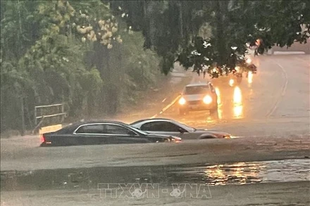 Cảnh ngập lụt sau những trận mưa lớn tại Dallas, Texas, Mỹ. (Ảnh tư liệu - minh họa: TTXVN)