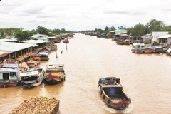 Giao thương đường sông tấp nập tại xã Nhuận Phú Tân.