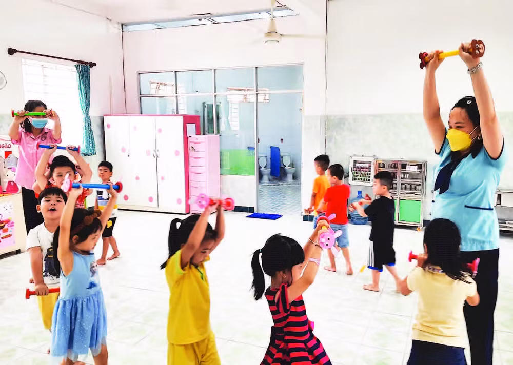 Giờ học của học sinh Trường mầm non Tuổi thơ 7, phường Xuân Hòa, Thành phố Hồ Chí Minh.
