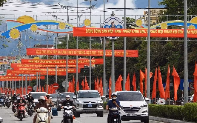 Một góc trung tâm phường Điện Biên Phủ, tỉnh Điện Biên. 