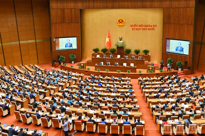 Quang cảnh phiên khai mạc Kỳ họp thứ 10, Quốc hội khóa XV. (Ảnh: THỦY NGUYÊN)