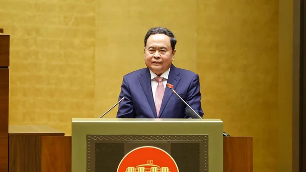 Chủ tịch Quốc hội Trần Thanh Mẫn phát biểu. (Ảnh: TTXVN)