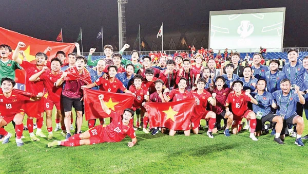 Niềm vui của U23 Việt Nam sau trận thắng U23 Hàn Quốc và đoạt Huy chương đồng.