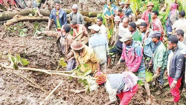 Hiện trường vụ lở đất ở Ethiopia.