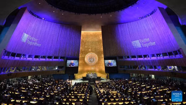 Quang cảnh một phiên họp của Đại hội đồng Liên hợp quốc. (Ảnh: Xinhua)