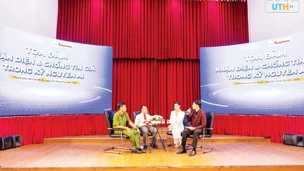 Tọa đàm “Nhận diện & chống tin giả trong kỷ nguyên AI” tại Trường đại học Giao thông vận tải Thành phố Hồ Chí Minh. (Ảnh: Ban tổ chức)