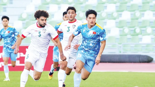 Đội tuyển U23 Việt Nam (áo xanh) thi đấu giao hữu với U23 Syria trước thềm AFC U23 Asian Cup 2026.