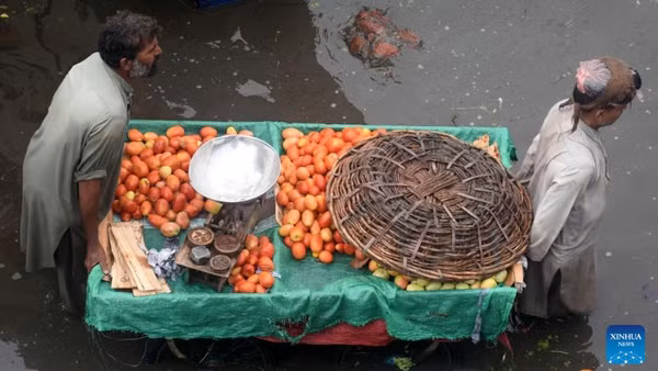 Lũ lụt do mưa lớn bất thường gây ảnh hưởng nghiêm trọng tới đời sống người dân Pakistan, hồi tháng 8/2024. (Ảnh: Xinhua)