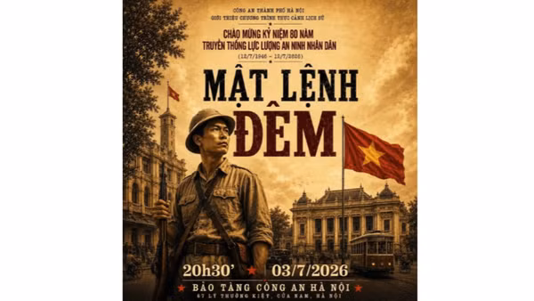 Thực cảnh lịch sử "Mật lệnh đêm" diễn ra vào 20 giờ 30 phút, ngày 3/7, tại Bảo tàng Công an Hà Nội.