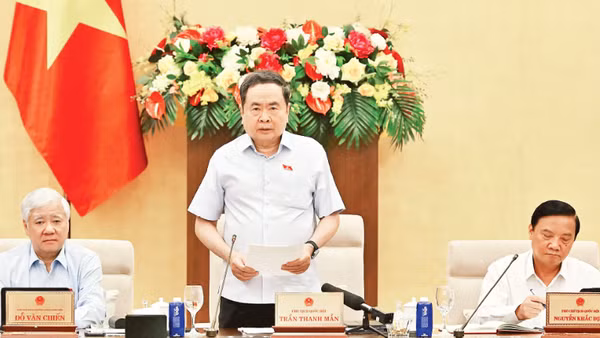 Chủ tịch Quốc hội Trần Thanh Mẫn phát biểu tại Phiên họp thứ 3 của Ủy ban Thường vụ Quốc hội. (Ảnh: THỦY NGUYÊN)