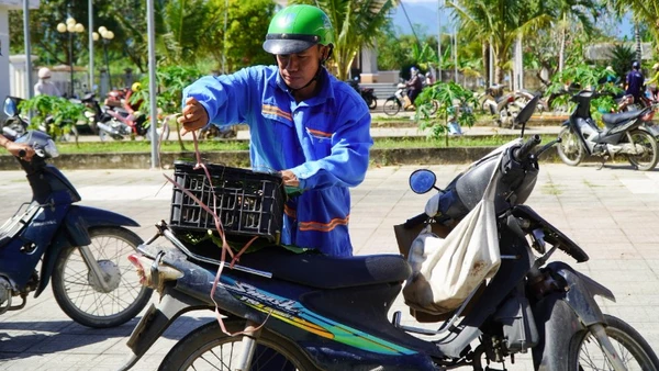 Người dân nhận sinh kế là gà giống để phát triển sinh kế hàng ngày.