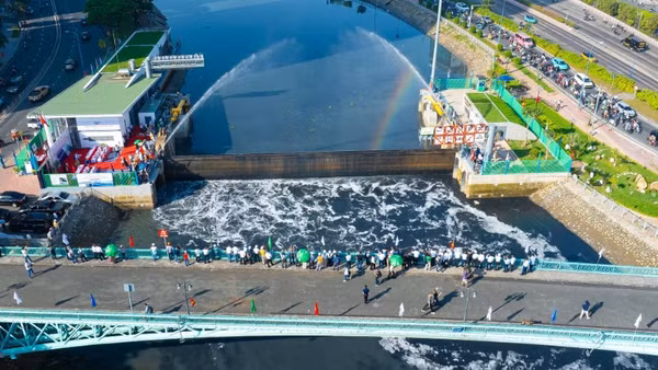 Cống Bến Nghé, một trong 8 cống ngăn triều đã được khởi động lại sau thời gian dài gián đoạn.