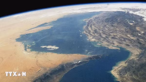 Hình ảnh eo biển Hormuz được quan sát từ vệ tinh.