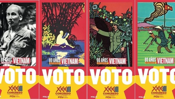 Phiếu bầu cử Đại hội Đảng Cộng sản Uruguay. (Ảnh: Diệu Hương/TTXVN)