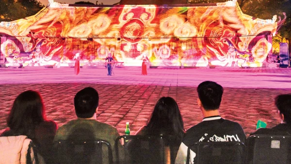 Chương trình 3D Mapping với chủ đề “Tinh hoa đạo học” tại Văn Miếu-Quốc Tử Giám. (Ảnh: BTC)