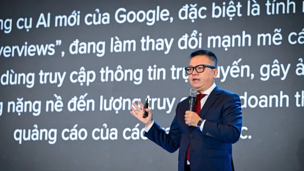 Đồng chí Lê Quốc Minh trình bày tại lễ khai mạc Diễn đàn báo chí toàn quốc 2025.