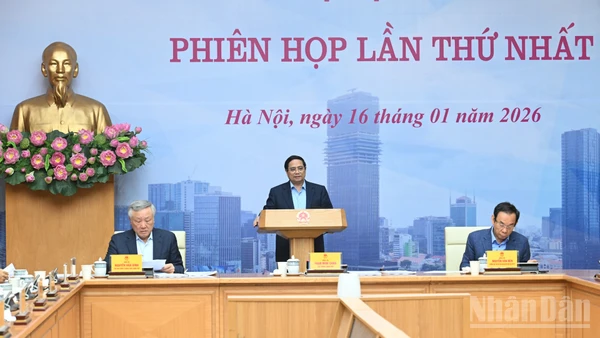 Thủ tướng Phạm Minh Chính phát biểu tại Phiên họp lần thứ nhất của Ban Chỉ đạo Trung tâm tài chính quốc tế tại Việt Nam.