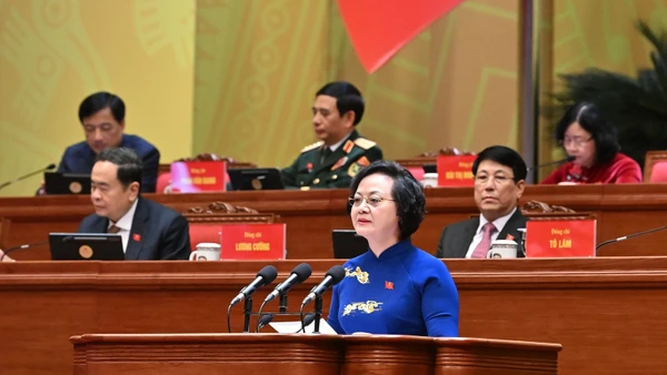 Đồng chí Phạm Thị Thanh Trà, Ủy viên Trung ương Đảng, Ủy viên Ban Thường vụ Đảng ủy Chính phủ, Phó Thủ tướng Chính phủ, tham luận về vấn đề: Xây dựng Chính phủ "Kiến tạo phát triển, liêm chính, hành động quyết liệt, phục vụ nhân dân".