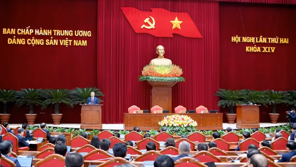 Phiên bế mạc Hội nghị lần thứ hai Ban Chấp hành Trung ương Đảng Cộng sản Việt Nam khóa XIV. (Ảnh ĐĂNG KHOA)