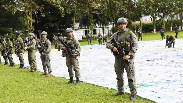 Cảnh sát Colombia thu giữ lượng lớn ma túy sau một chiến dịch truy quét. Ảnh: NBC News