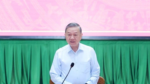 Tổng Bí thư Tô Lâm phát biểu chỉ đạo. (Ảnh: THỐNG NHẤT/TTXVN)