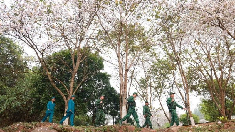 Cán bộ, chiến sĩ Đồn Biên phòng A Pa Chải tuần tra biên giới. (Ảnh: BÁO NHÂN DÂN)