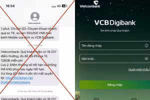 Một tin nhắn mạo danh SMS Vietcombank với nội dung thông báo điểm thưởng hết hạn, hướng dẫn đổi quà để đánh cắp thông tin thẻ
