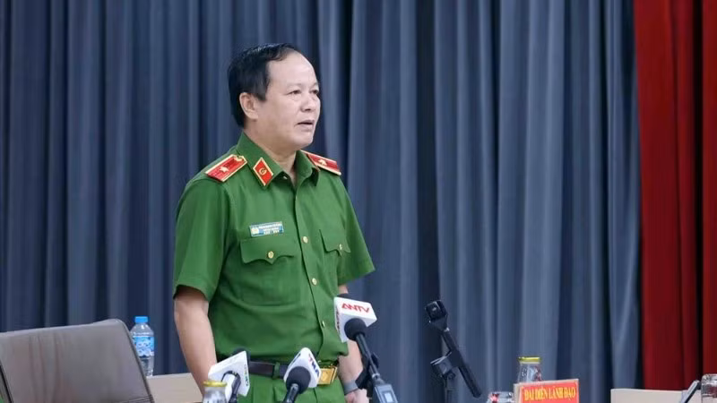 Thiếu tướng Phan Mạnh Trường, Phó Cục trưởng Cục Cảnh sát điều tra tội phạm về trật tự xã hội trả lời tại họp báo.