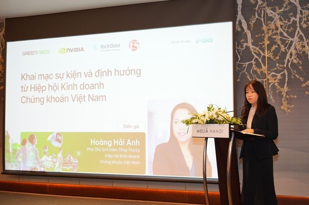Bà Hoàng Hải Anh, Phó Chủ tịch kiêm Tổng Thư ký Hiệp hội Kinh doanh chứng khoán Việt Nam phát biểu tại sự kiện. picture2.jpg