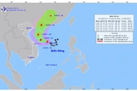 Bản đồ dự báo quỹ đạo và cường độ Bão số 1 lúc 14 giờ chiều 11/6. (Ảnh: Trung tâm Dự báo khí tượng thủy văn quốc gia)