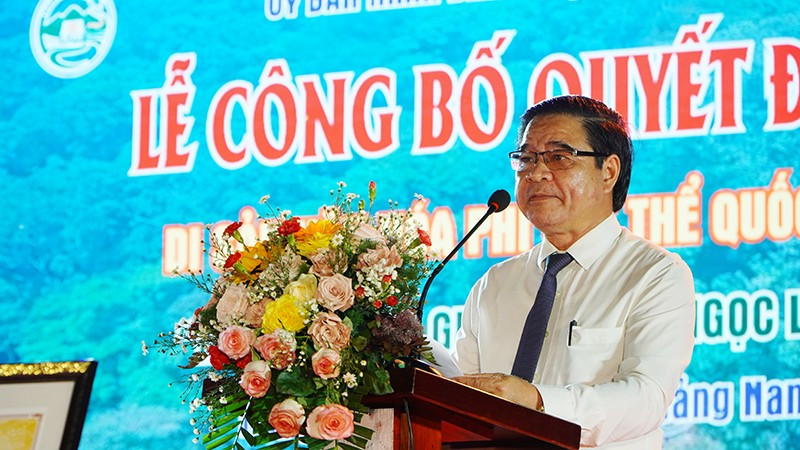 Phó Chủ tịch Ủy ban nhân dân huyện Nam Trà My Nguyễn Thế Phước phát biểu tại buổi lễ. 4.jpg
