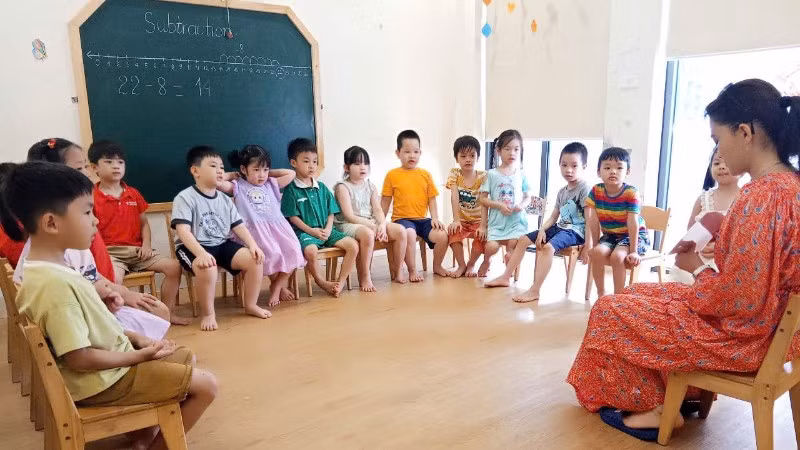 Quang cảnh lớp học mẫu giáo trên địa bàn Hà Nội. (Ảnh: TRẦN LONG)