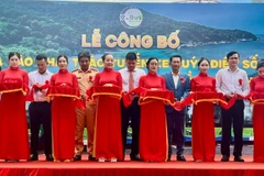 Tuyến xe buýt điện 173 (Trung tâm Côn Đảo-Cỏ Ống) chính thức vận hành ở đặc khu Côn Đảo từ ngày 25/12, giúp bảo vệ Côn Đảo "xanh", giảm phát thải. (Ảnh: VÕ LÊ)