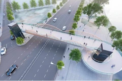 Phối cảnh cầu đi bộ băng qua đường Tôn Đức Thắng nối đường Nguyễn Huệ và Thái Văn Lung sang Bến Bạch Đằng (Nguồn: Sở Xây dựng Thành phố Hồ Chí Minh) 