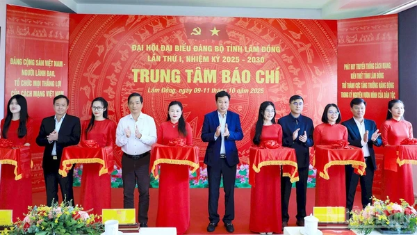 Lãnh đạo Tỉnh ủy, Ủy ban nhân dân tỉnh Lâm Đồng và đại biểu thực hiện nghi thức khai trương.