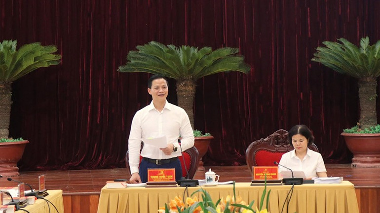 Chủ tịch Ủy ban nhân dân tỉnh Bắc Ninh Vương Quốc Tuấn phát biểu. img-2025-06-25-182622.jpg