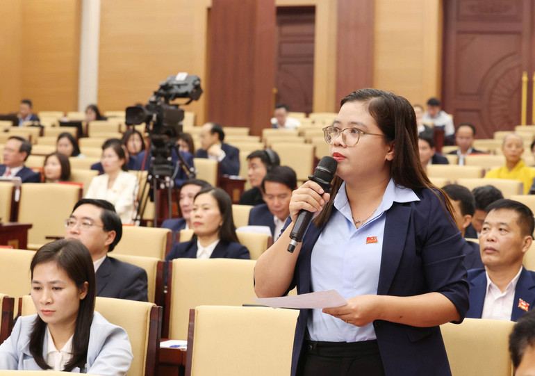 Делегат Нгуєн Тхі Хонг Нунг з регіонів Там Нонг та Тхань Тхуй поставив питання по суті в парламенті. 11.jpg