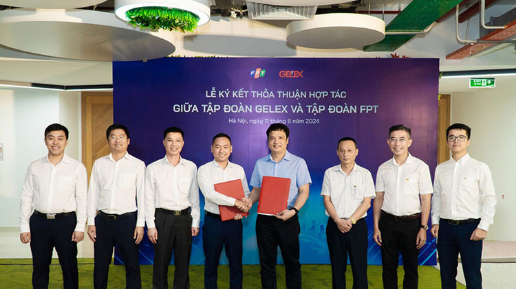 Lãnh đạo GELEX và FPT tại Lễ ký kết thỏa thuận hợp tác diễn ra ngày 11/6/2024.