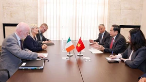 Chủ tịch Quốc hội Trần Thanh Mẫn gặp Chủ tịch Hạ viện Ireland Verona Murphy. (Ảnh: DOÃN TẤN/TTXVN)