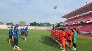 Đội tuyển bóng đá nữ Việt Nam tập luyện chuẩn bị cho AFF Cup 2025.