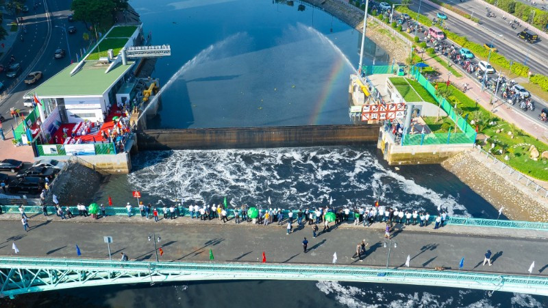 Cống Bến Nghé, một trong 8 cống ngăn triều đã được khởi động lại sau thời gian dài gián đoạn.