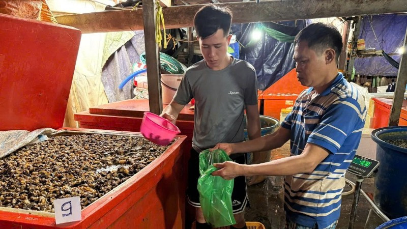 Cơ sở các đối tượng ngâm ốc bằng hóa chất để đưa ra thị trường tiêu thụ. (Ảnh: Công an cung cấp)