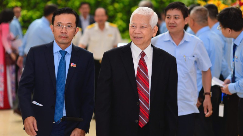 Nguyên Chủ tịch nước Nguyễn Minh Triết dự lễ kỷ niệm 50 năm thành lập Báo Tuổi Trẻ. (Ảnh: QUANG ĐỊNH)