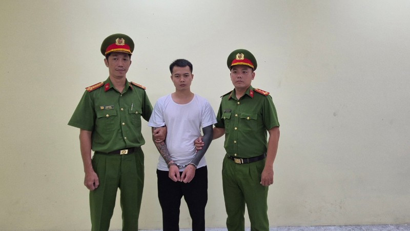 Bị can Lê Anh Điệp tại cơ quan chức năng. (Ảnh: Công an cung cấp)